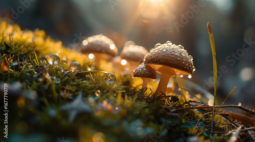 Mystical mushroom in macro view