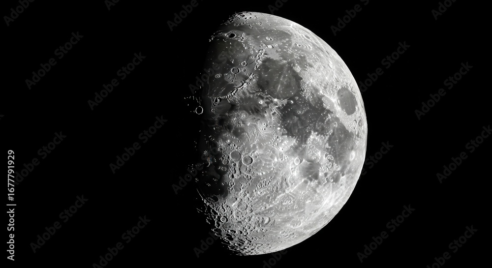 Obraz premium Close up of the moon surface revealing intricate details of craters, mountains, and valleys during a waxing gibbous phase