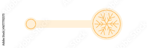 Flat orange snowflake sticker as seal on box, with winter ornament and crayon style for xmas decoration. Frost element, cold accent, and snow flake motif bring seasonal charm festive holiday touch.