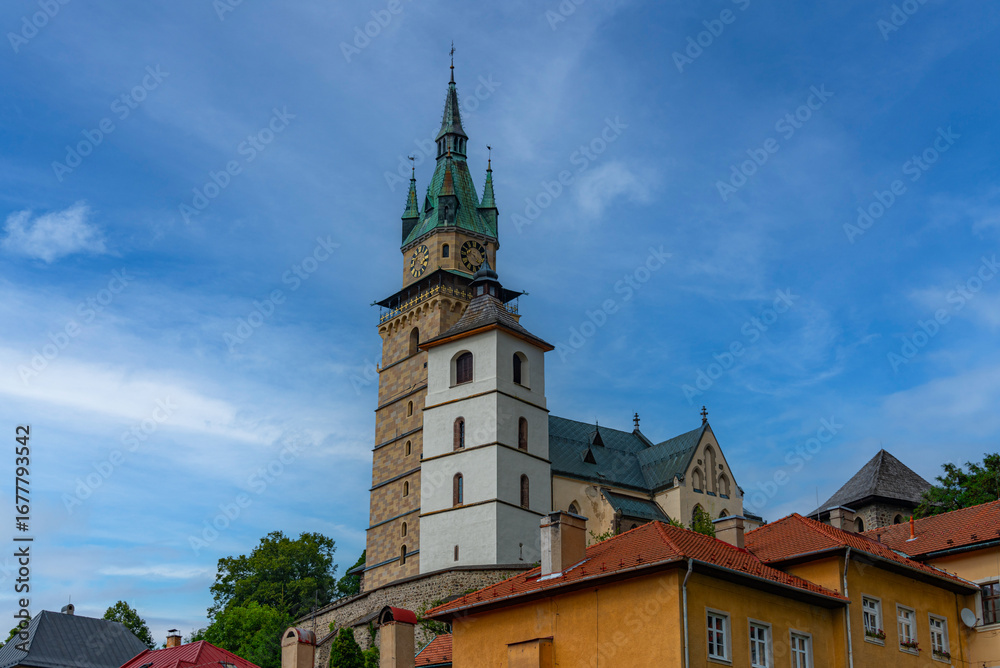 Fototapeta premium Kremnica castle viewed from Stefanik square, Slovakia