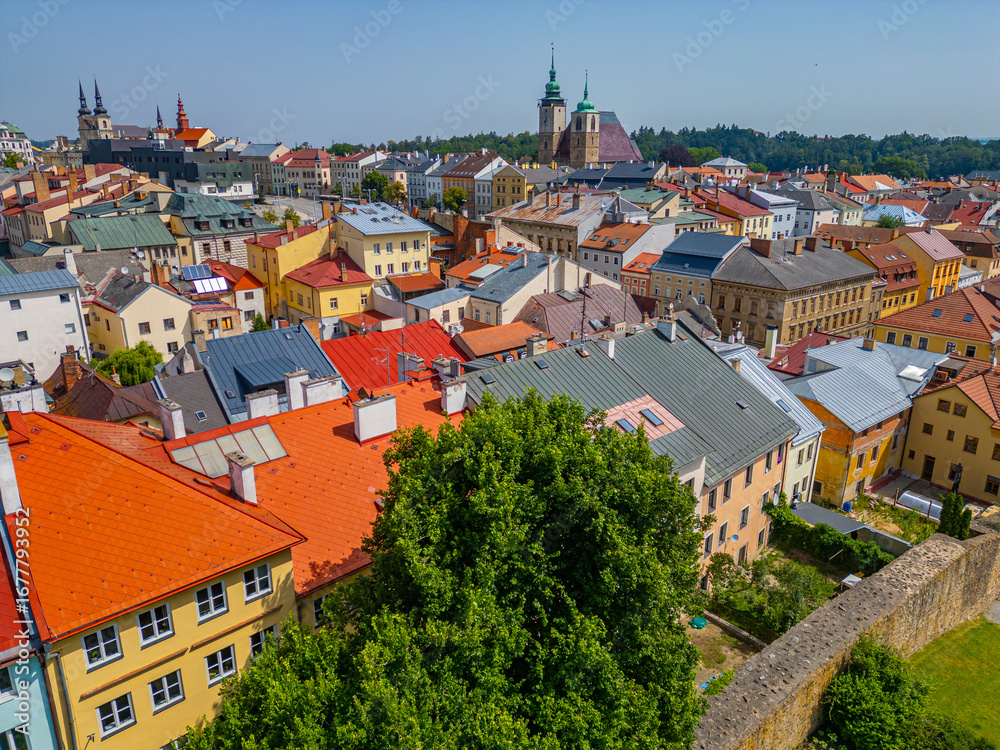 Fototapeta premium Panorama view of Czech town Jihlava