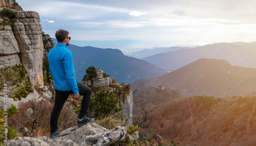 Fototapeta premium Traveler Looking Out Over Mountain View