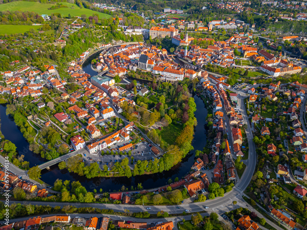 Obraz premium Panorama view of Cesky Krumlov in Czech republic