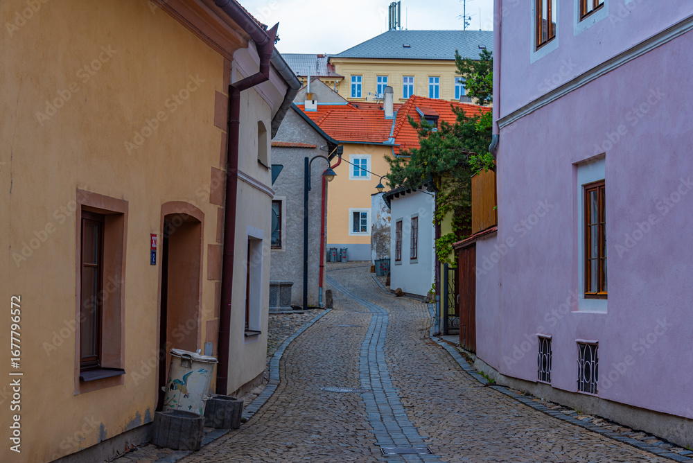 Fototapeta premium Narrow street in the old town of Tabor, Czech republic