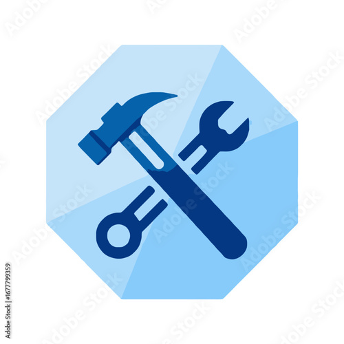 Vector art of hammer and wrench icon