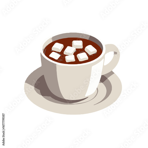 Vector art of hot chocolate with marshmallows in a mug