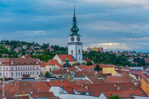 Wallpaper Mural Sunset panorama of old town of Trebic in Czech republic Torontodigital.ca