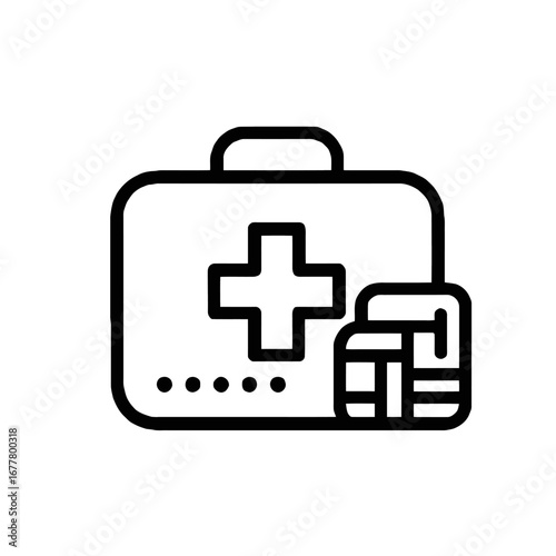 Vector art of first aid kit icon with credit card