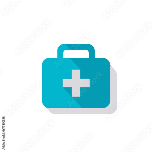 Vector art of teal first aid kit icon with shadow