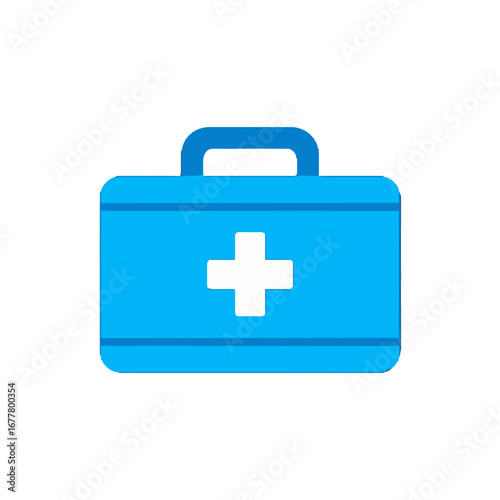 Vector art of bright blue first aid kit icon