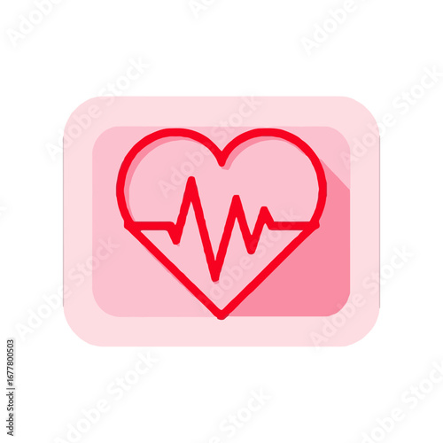 Vector art of pink heart with electrocardiogram on rounded background