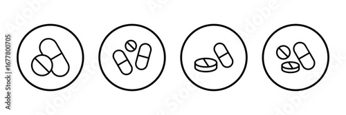 Pills icon logo design. capsule icon. Drug sign and symbol