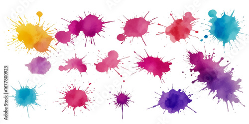 Wallpaper Mural Set of colorful paint splatter abstract vector texture background. Set of abstract watercolor water splash background.	 Torontodigital.ca