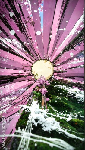 Abstract floral burst radiating from a center