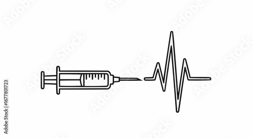 Health, medicine and nursing vector  medical illustration of syringe and heart rate monitor for healthcare and vaccination awareness campaign use