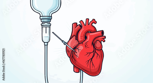 Health, medicine and nursing vector  heart catheterization procedure illustration for cardiovascular health and medical treatment concept design