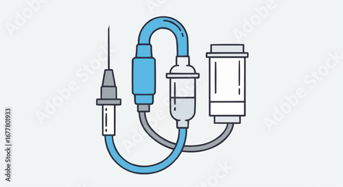 Health, medicine and nursing vector  explore iv infusion system with needle and drip chamber for medical treatment and fluid administration needs