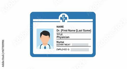Health, medicine and nursing vector  medical id badge template for hospital staff featuring doctor physician nurse and employee identification card design 1