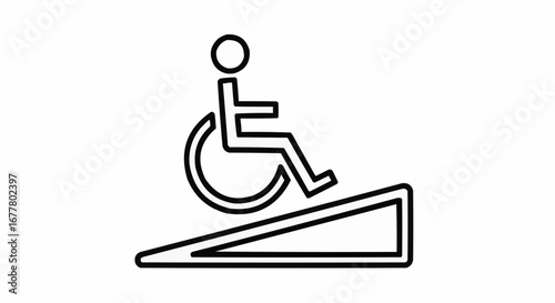 Health, medicine and nursing vector  accessibility ramp wheelchair access symbol for disabled persons facilities and inclusion design element
