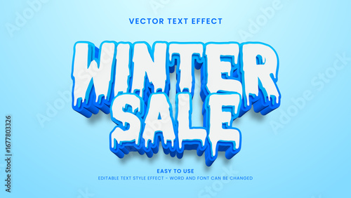 editable text effect winter sale 3d style premium vector