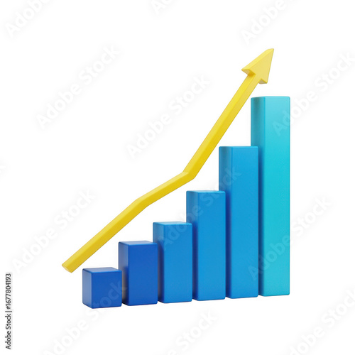 Free Download Rising business growth chart showing upward trend with yellow arrow symbolizing success transparent background - GFXLoad