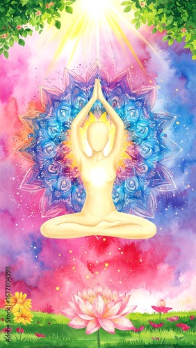 Abstract floral yoga pose
