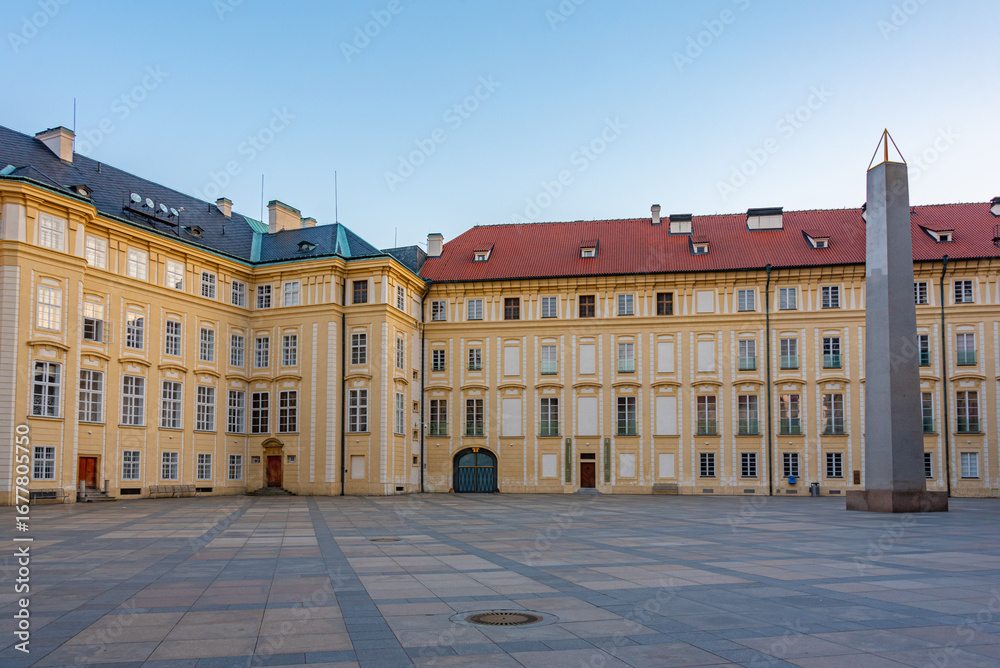 Obraz premium Sunset view of third Courtyard of Prague Castle in Czech republi