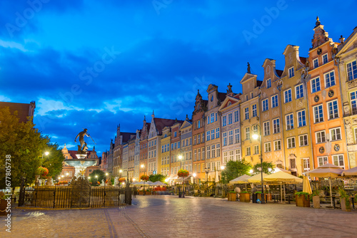 Sunrise view of Dlugi Targ square in Gdansk, Poland