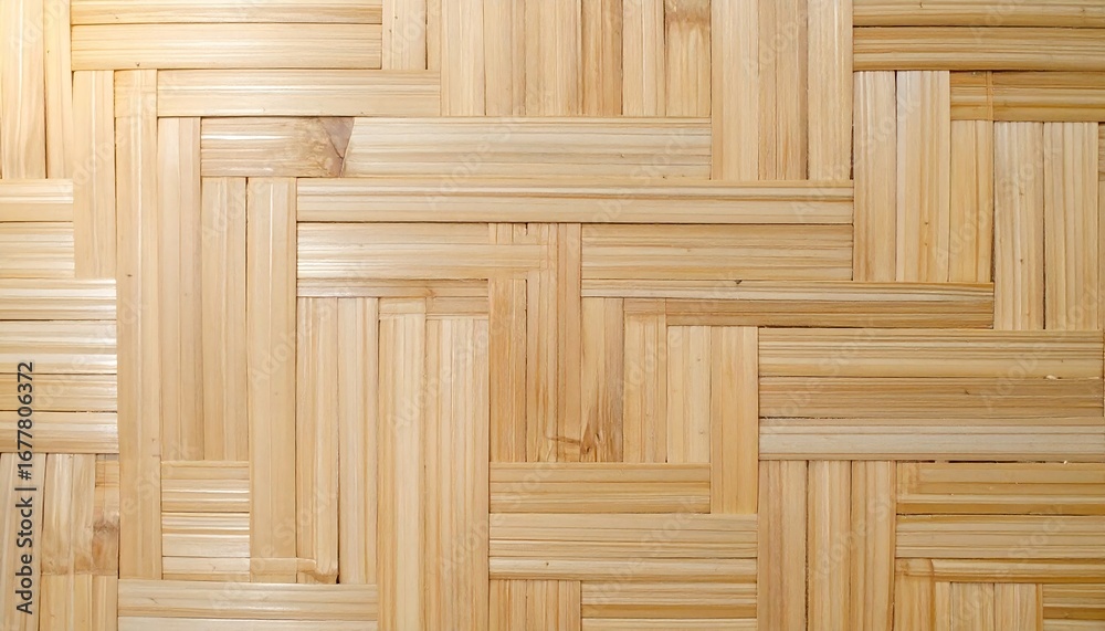 Fototapeta premium Light beige woven wood paneling