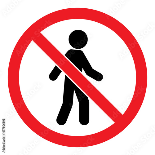 Red no entry or authorised personnel only sign with generic stick person and prohibited symbol vector