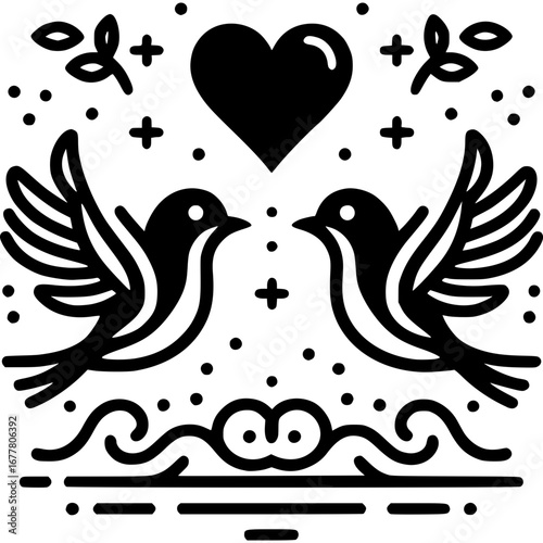 Herz und Liebesvögel-Icon - 5