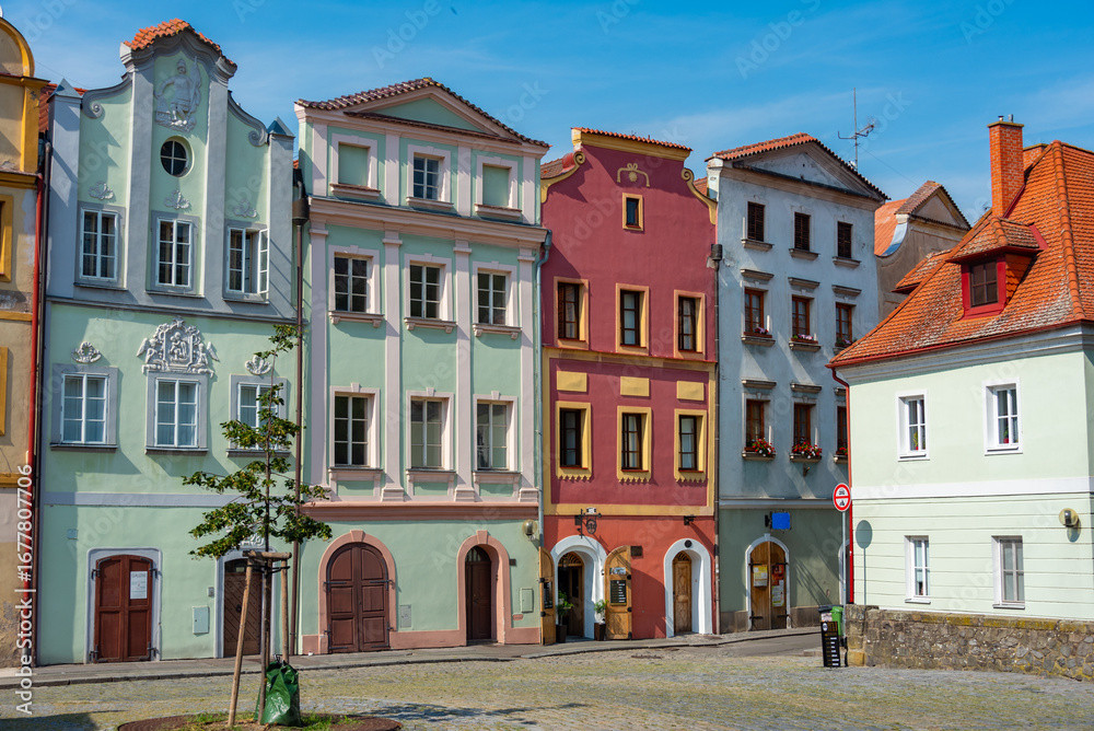 Naklejka premium Colourful houses in the center of Pardubice, Czech republic