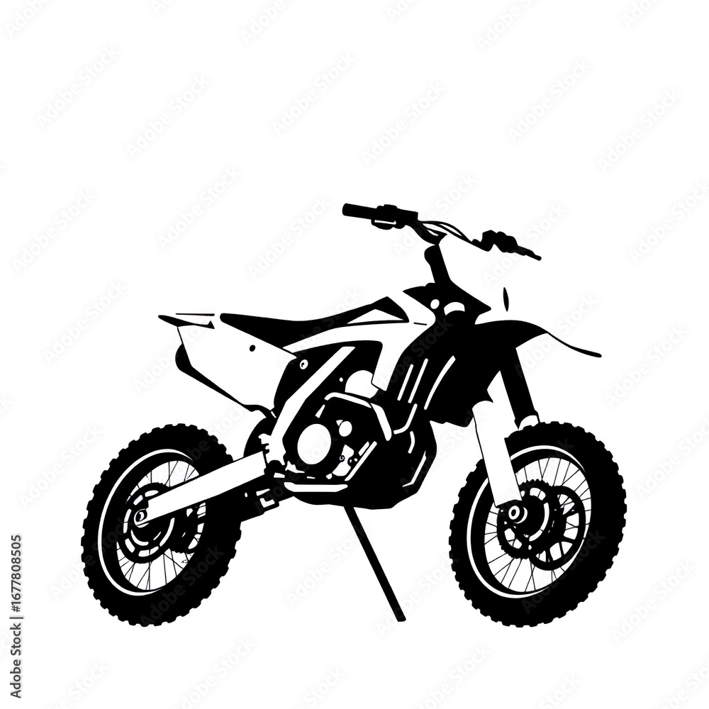 Obraz premium black-white silhouette icon of a motocross on white
