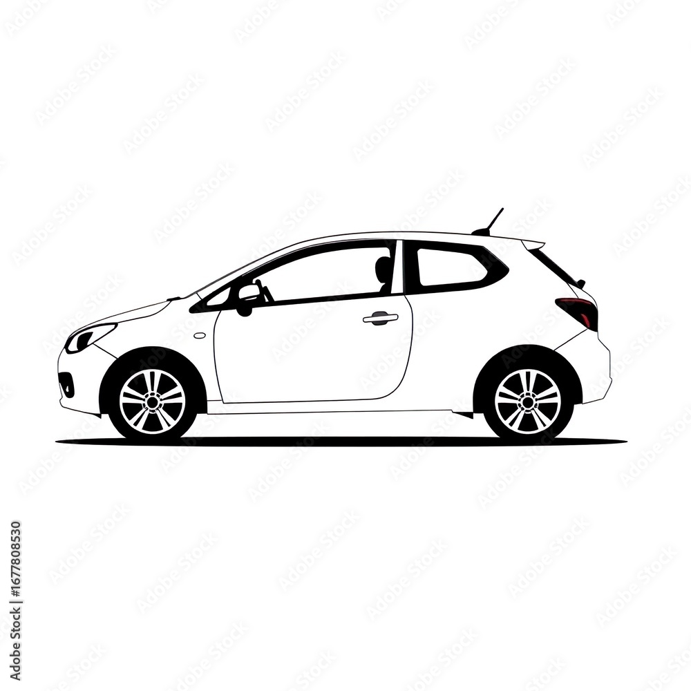 Obraz premium black white icon of hatchback car on white