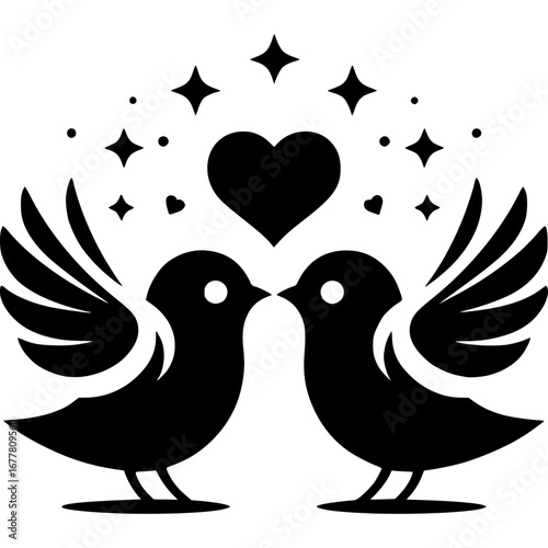 Liebesvögel Silhouetten-Icon - 6
