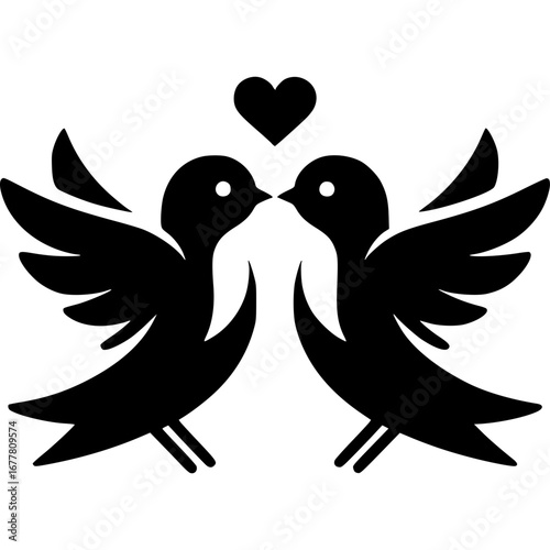 Liebesvögel Silhouetten-Icon - 9