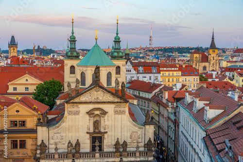 Sunset view of Saint Salvator church in Prague, Czech republic