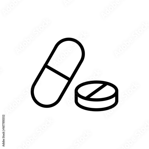 Pills icon symbol for apps and websites. capsule icon. Drug sign and symbol