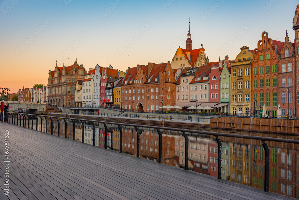 Fototapeta premium Waterfront of Gdansk during sunset, Poland