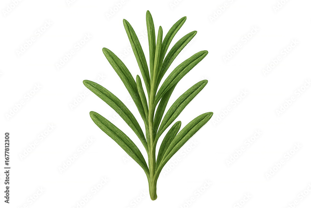 Fototapeta premium Realistic rosemary sprig illustration, transparent background, highlighting botanical details for culinary design uses