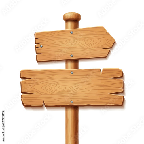 Wooden Directional Sign with Two Arrows.
