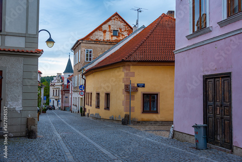 Slika na platnu Narrow street in the old town of Tabor, Czech republic