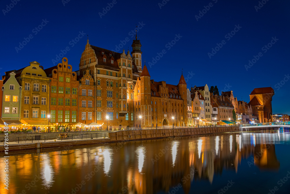 Fototapeta premium Waterfront of Gdansk during sunset, Poland