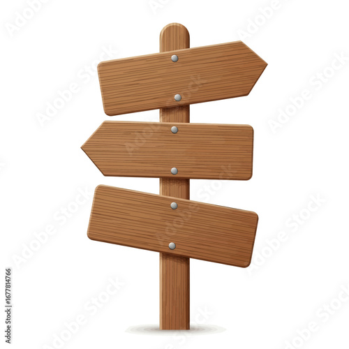 Wooden Directional Signpost with Blank Signs.