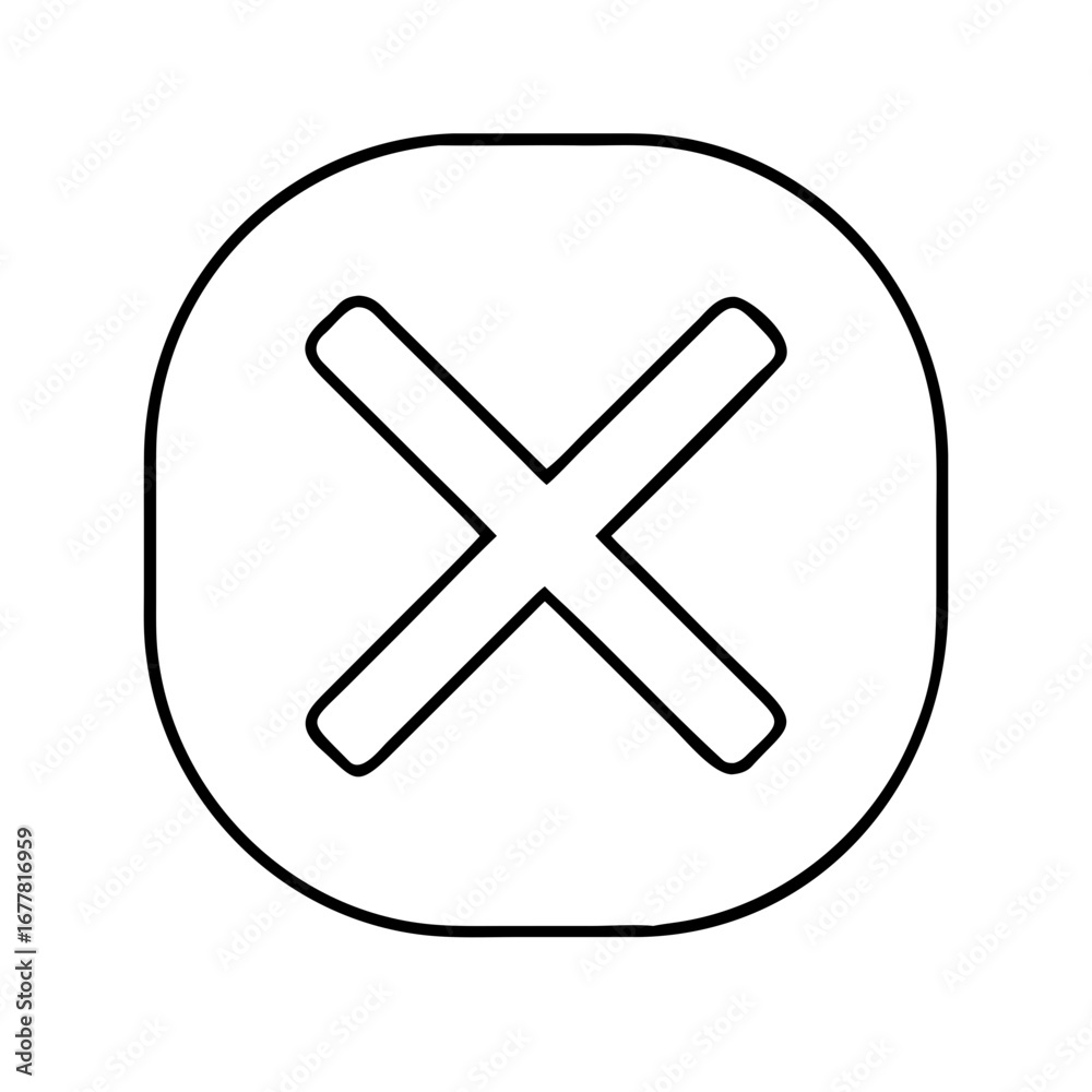 Obraz premium Minimalist Outline Close or Wrong Icon in Rounded Square 