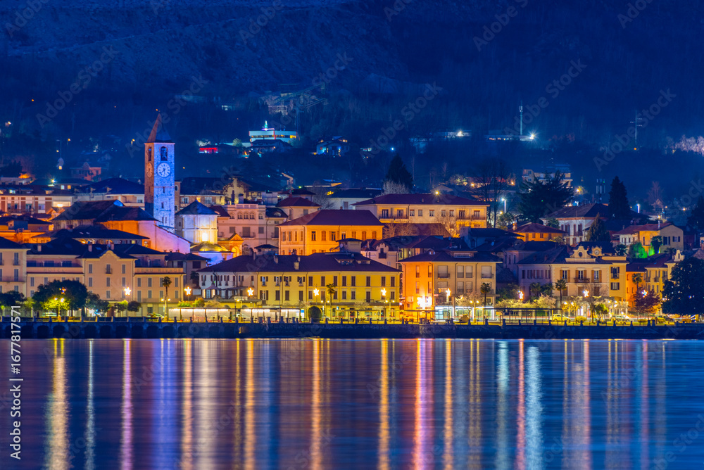 Fototapeta premium Sunset cityscape of Baveno, Italy