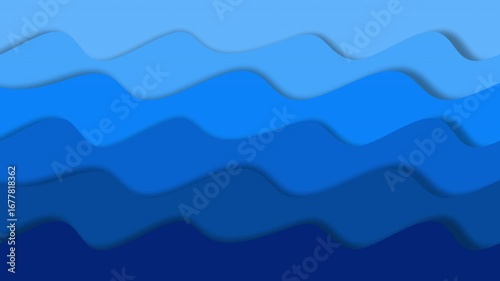 Seamless loop animation of abstract blue ocean waves with soft to dark gradient layers. Flat design vector style background, perfect for wallpaper, motion graphics, presentations