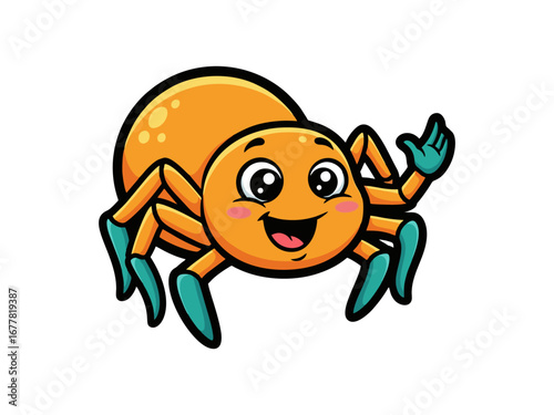 halloween 3d funny cartoon spider personage isolated  on white background