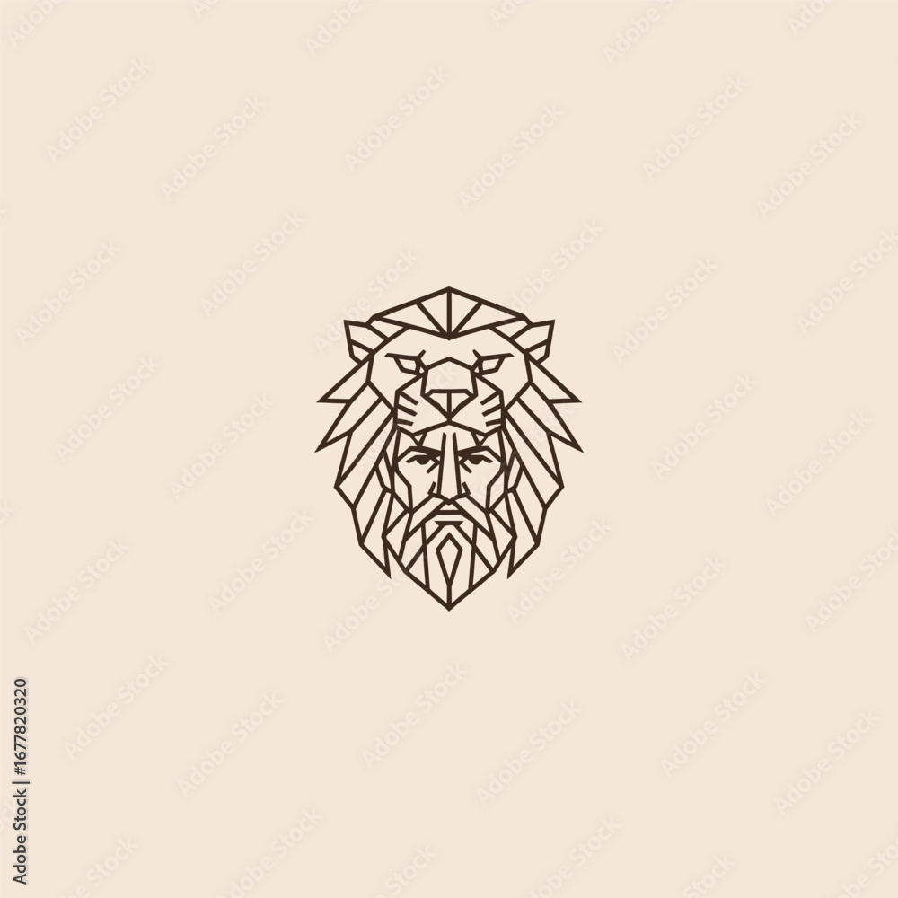 Obraz premium Line art Hercules lion head logo design.