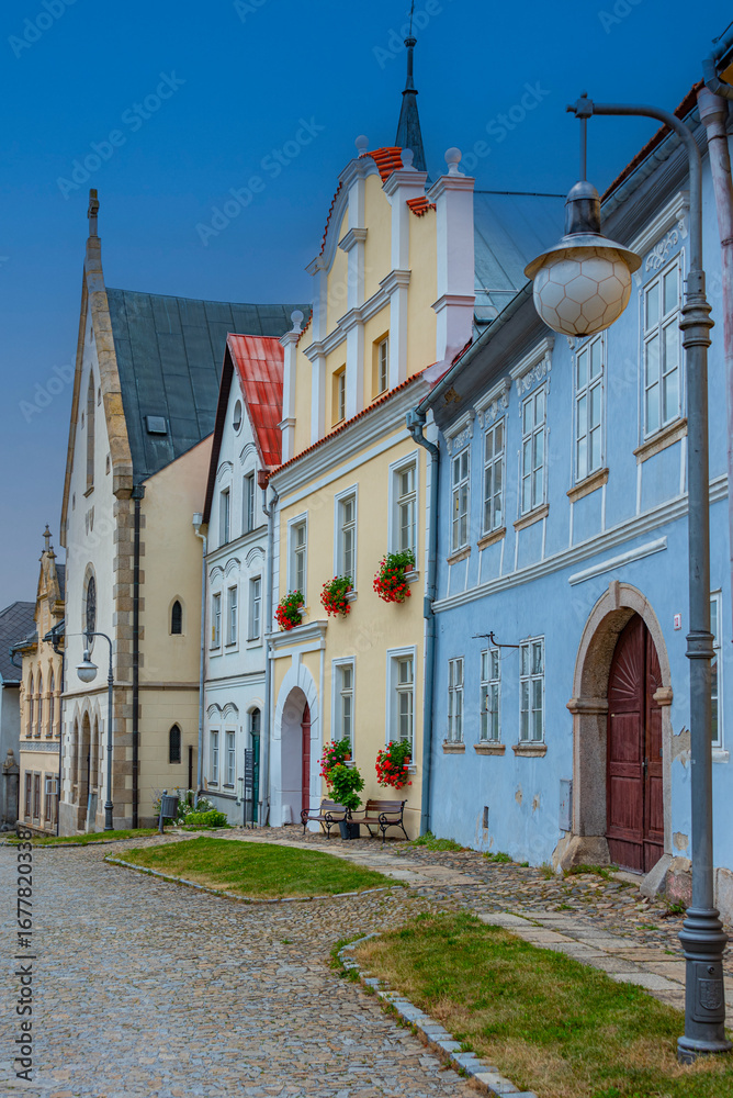 Obraz premium Colourful houses in Czech town Polna